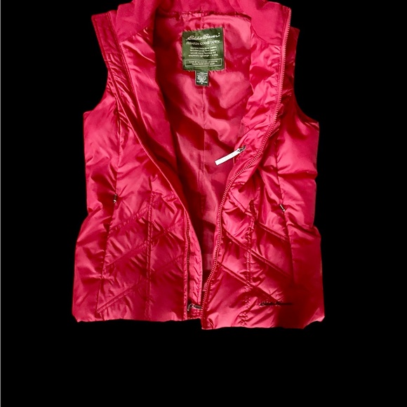 Eddie Bauer Women's Premium Goose Down Red Vest - Picture 5 of 9